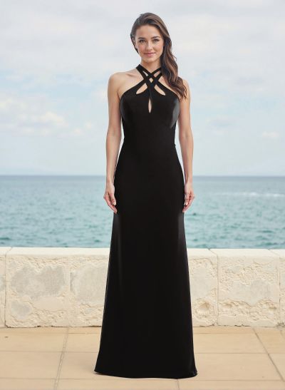 Flattering Trumpet Halter Sleeveless Elastic Satin Bridesmaid Dresses