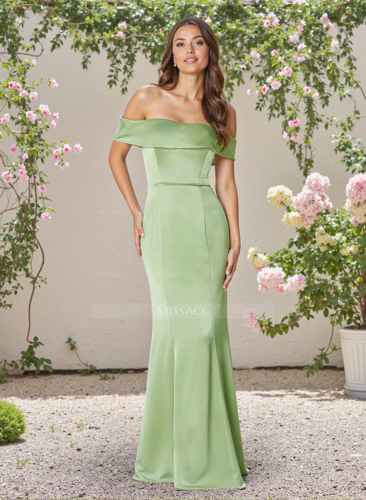 Elegant Trumpet Off-The-Shoulder Sleeveless Satin Bridesmaid Dresses