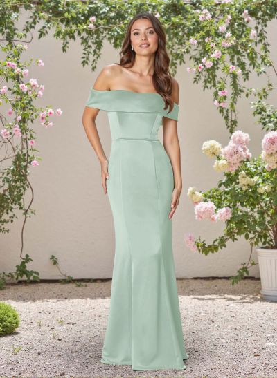 Elegant Trumpet Off-The-Shoulder Sleeveless Satin Bridesmaid Dresses
