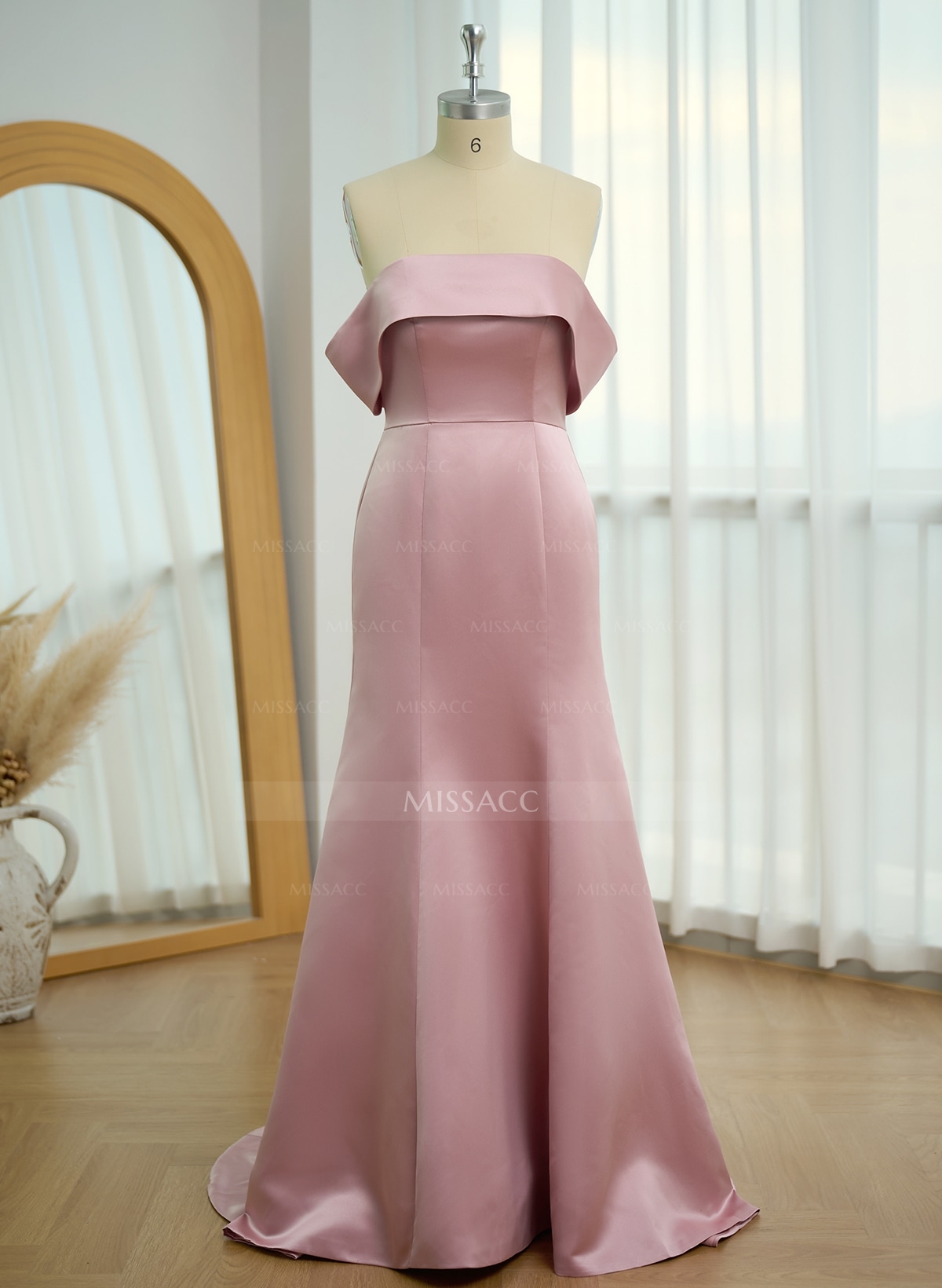 Elegant Trumpet Off-The-Shoulder Sleeveless Satin Bridesmaid Dresses