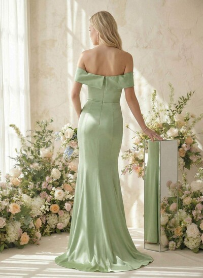 Elegant Trumpet Off-The-Shoulder Sleeveless Satin Bridesmaid Dresses
