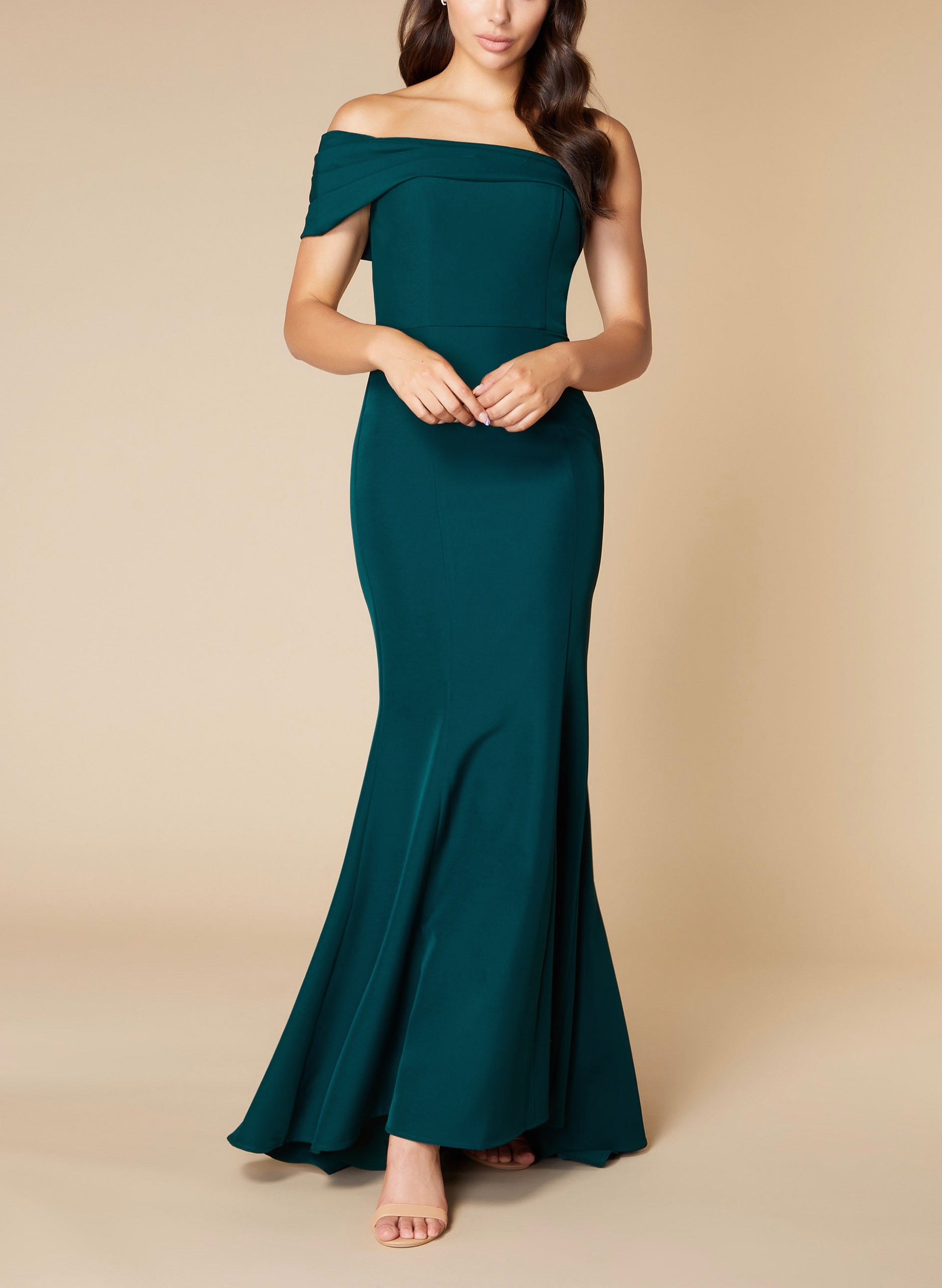 Elegant Pleated Off-The-Shoulder Mermaid Elastic Satin Bridesmaid Dresses