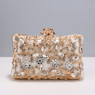 Crystal Rhinestone Flower PU Snap Closure Clutches & Bags For Event/Party/Wedding