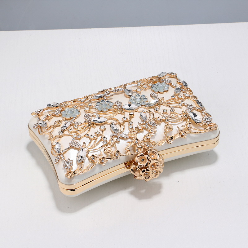 Crystal Rhinestone Flower PU Snap Closure Clutches & Bags For Event/Party/Wedding