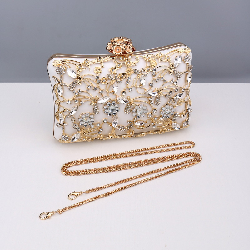 Crystal Rhinestone Flower PU Snap Closure Clutches & Bags For Event/Party/Wedding