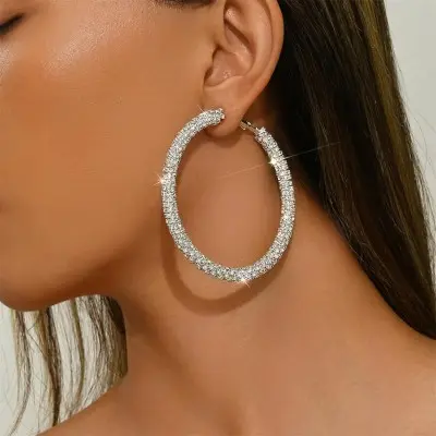 Luxury Exaggerated Inlaid Diamond Large Circle Earrings