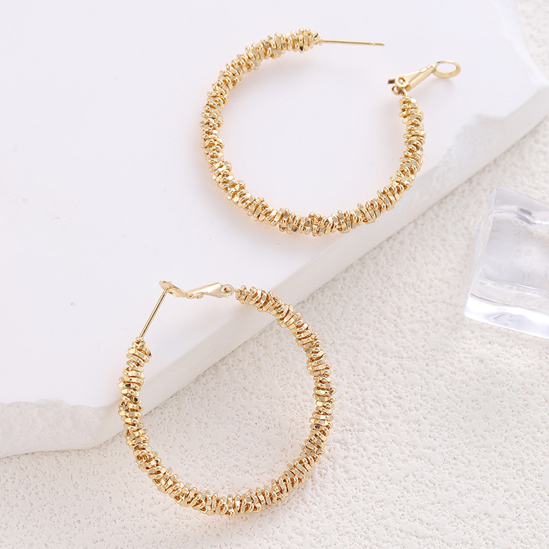 Gold Colored Irregular Shaped Surface Earrings