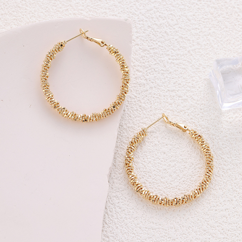 Gold Colored Irregular Shaped Surface Earrings