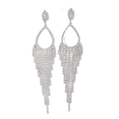 Full Rhinestone Long Tassel Earrings