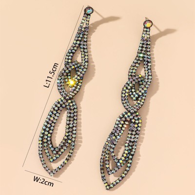 Luxurious Exaggerated Long Drop Bridal Crystal Earrings