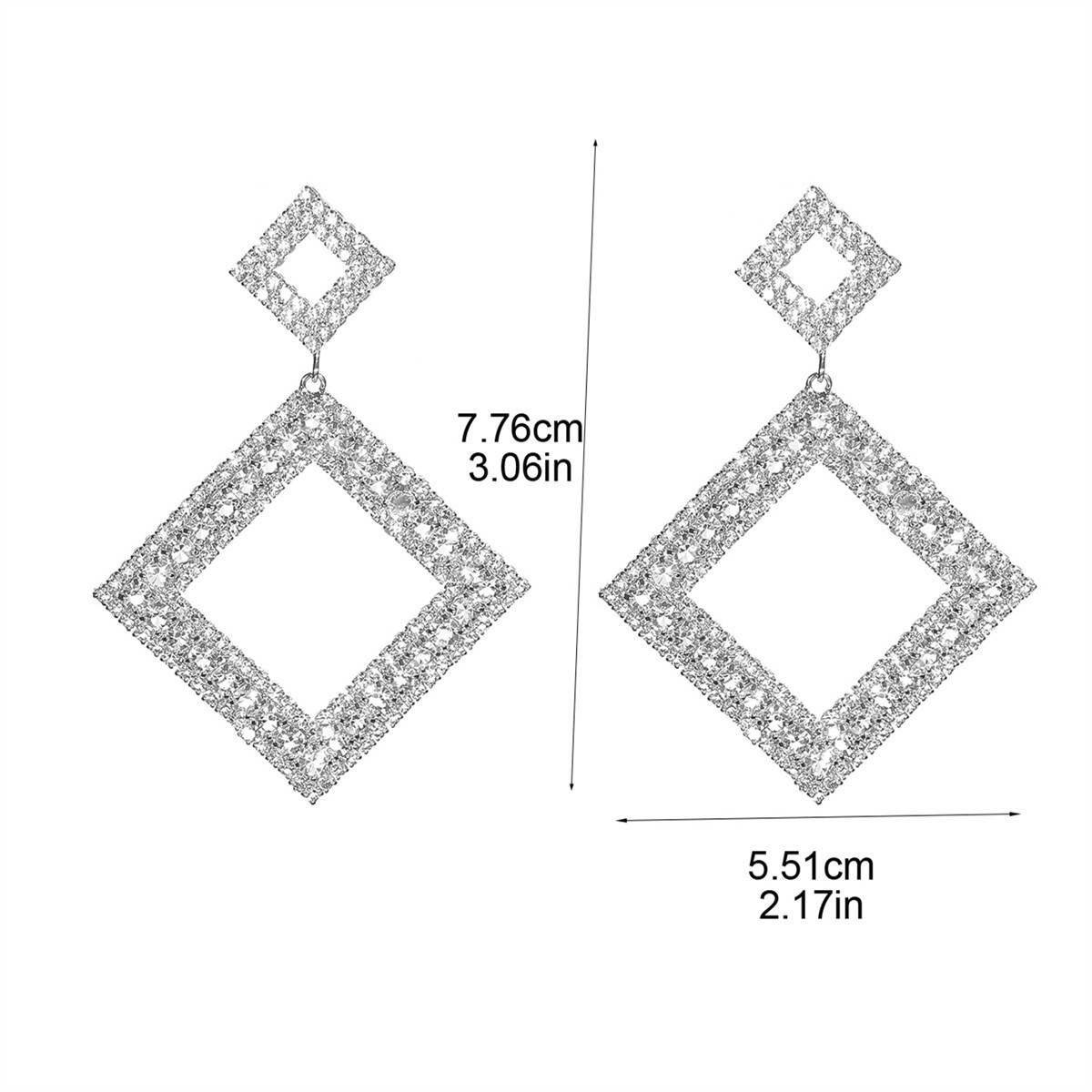 Fashion Geometric Cutout Sparkling Rhinestone Earrings