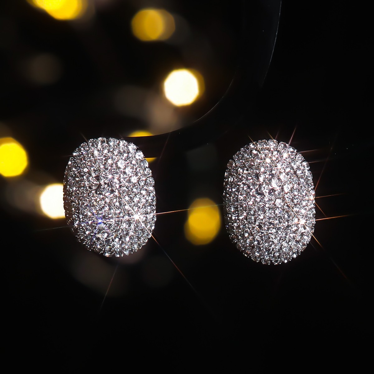 Simple Delicate Full Rhinestone Stud Earrings