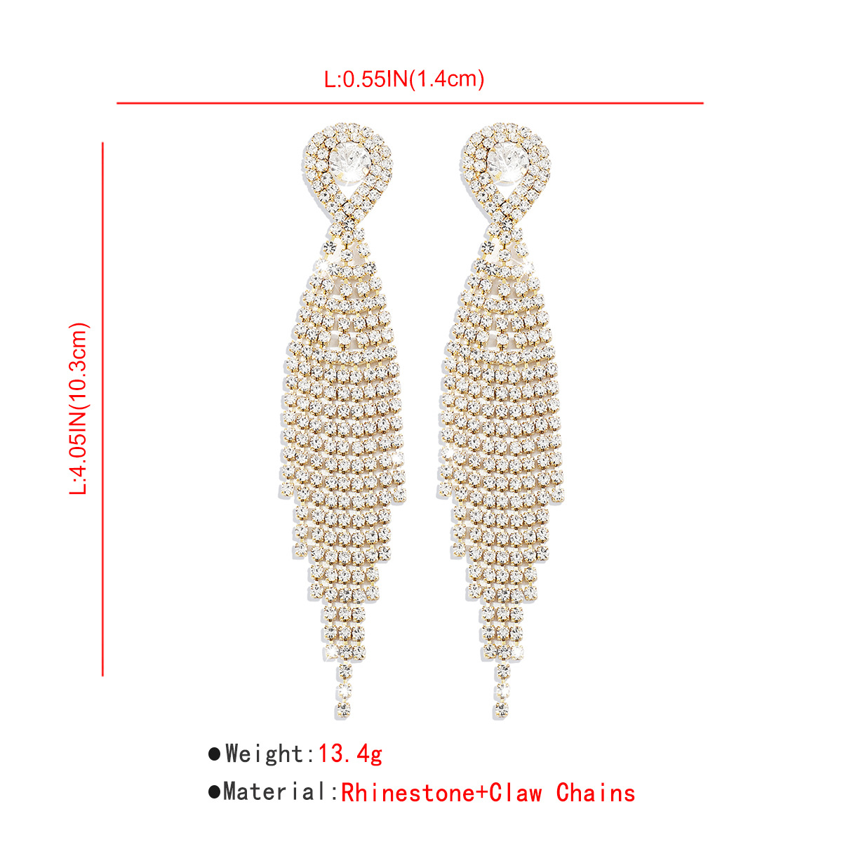 Full Rhinestone Long Tassel Earrings