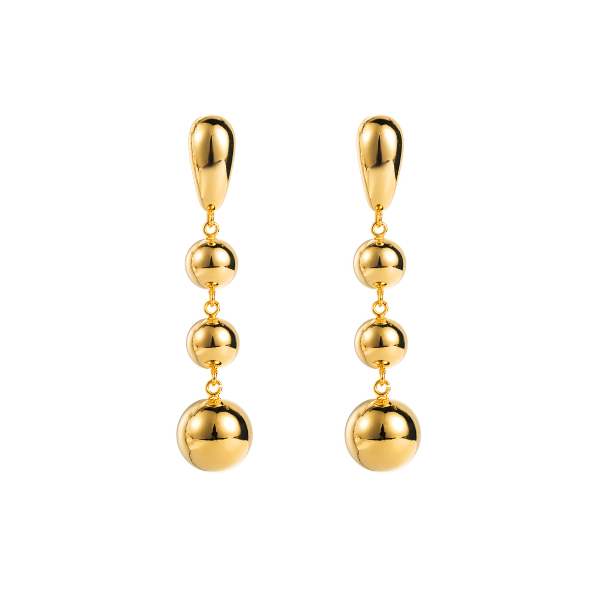 Stylish Long Glossy Ball Earrings