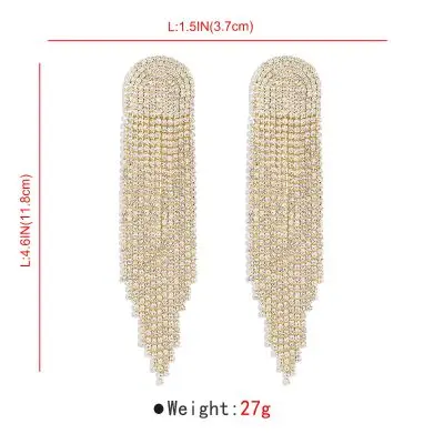 Premium Rhinestone Long Tassel Earrings