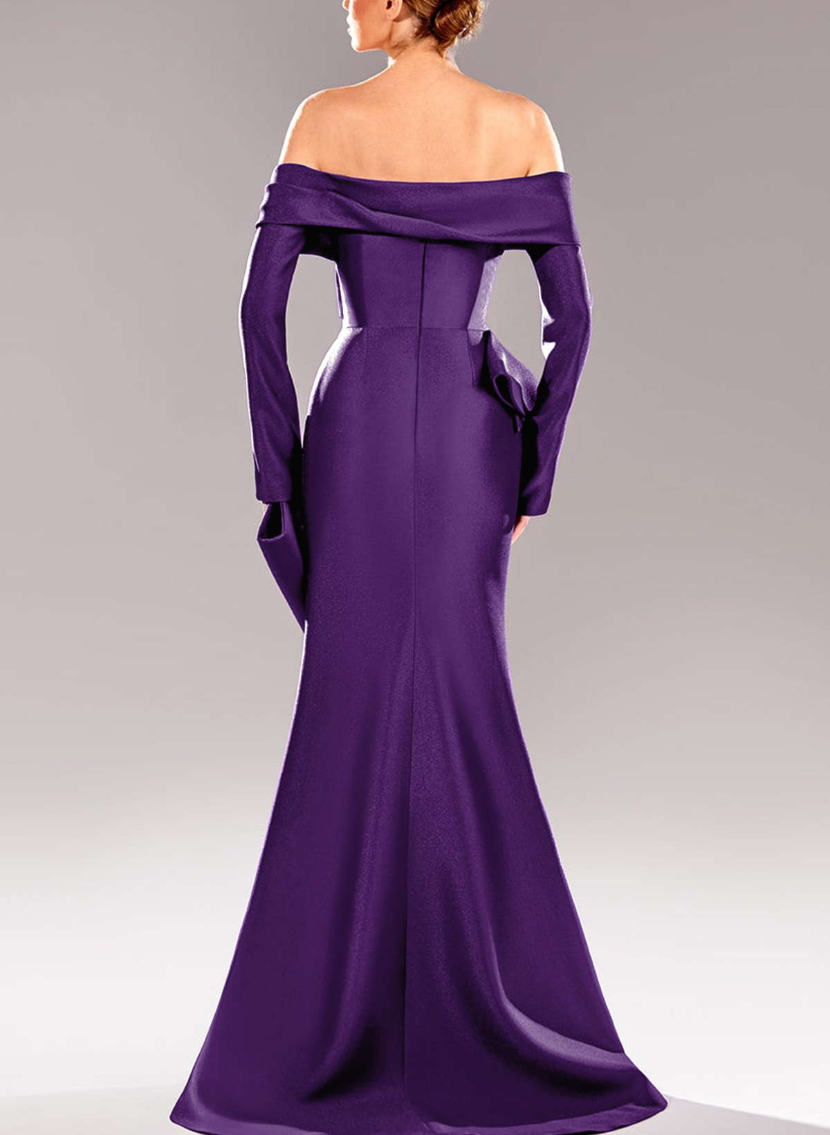 Elegant Trumpet Off-The-Shoulder Elastic Satin Evening Dresses With Ruffled Waist