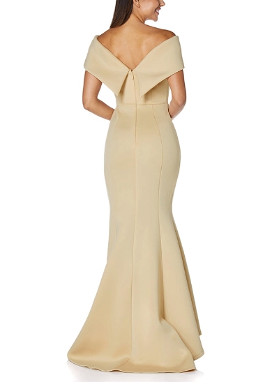 Flattering Trumpet Ruched Off-The-Shoulder Satin Evening Dresses