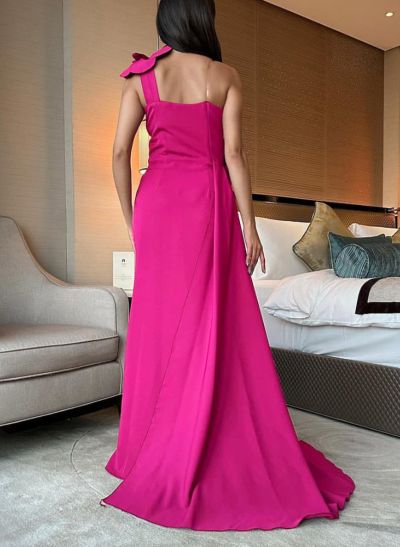 Elegant Flower(s) One-Shoulder Sweep Train Elastic Satin Evening Dresses