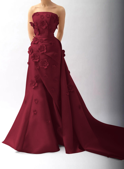 Dreamy Flower(s) Trumpet/Mermaid Detachable Train Satin Evening Dresses