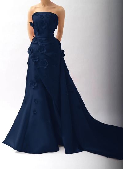 Dreamy Flower(s) Trumpet/Mermaid Detachable Train Satin Evening Dresses