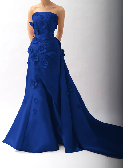 Dreamy Flower(s) Trumpet/Mermaid Detachable Train Satin Evening Dresses