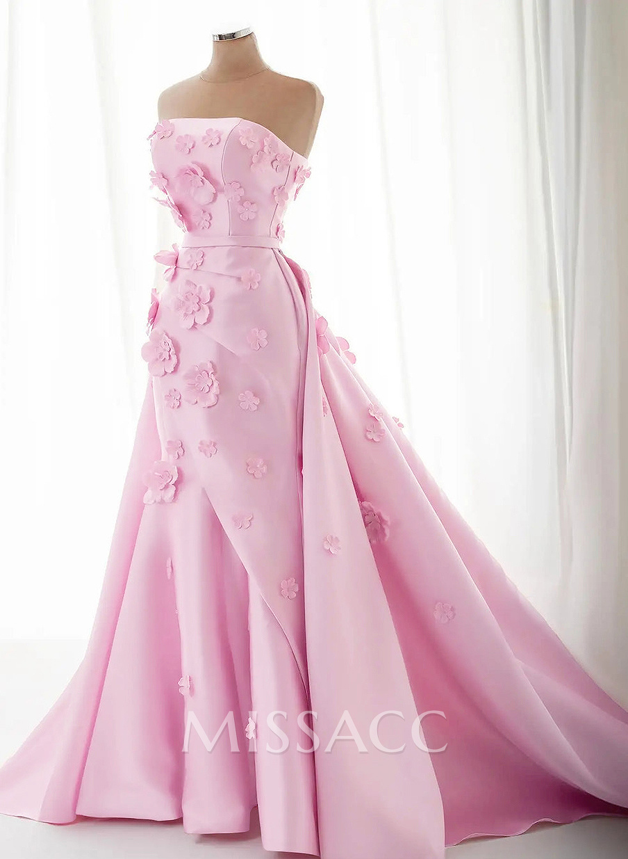 Dreamy Flower(s) Trumpet/Mermaid Detachable Train Satin Evening Dresses Dreamy Flower(s) Trumpet/Mermaid Detachable Train Satin Evening Dresses