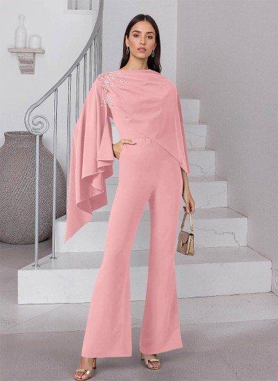 Unique Scoop Neck Floor-Length Elastic Satin Mother Of The Bride Dresses With Sequins