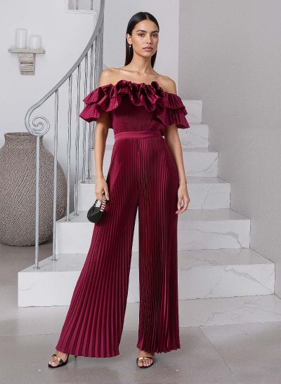 Elegant Ruffle Off-The-Shoulder Pleated Silk Like Satin Mother Of The Bride Dresses