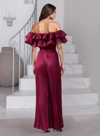 Elegant Ruffle Off-The-Shoulder Pleated Silk Like Satin Mother Of The Bride Dresses