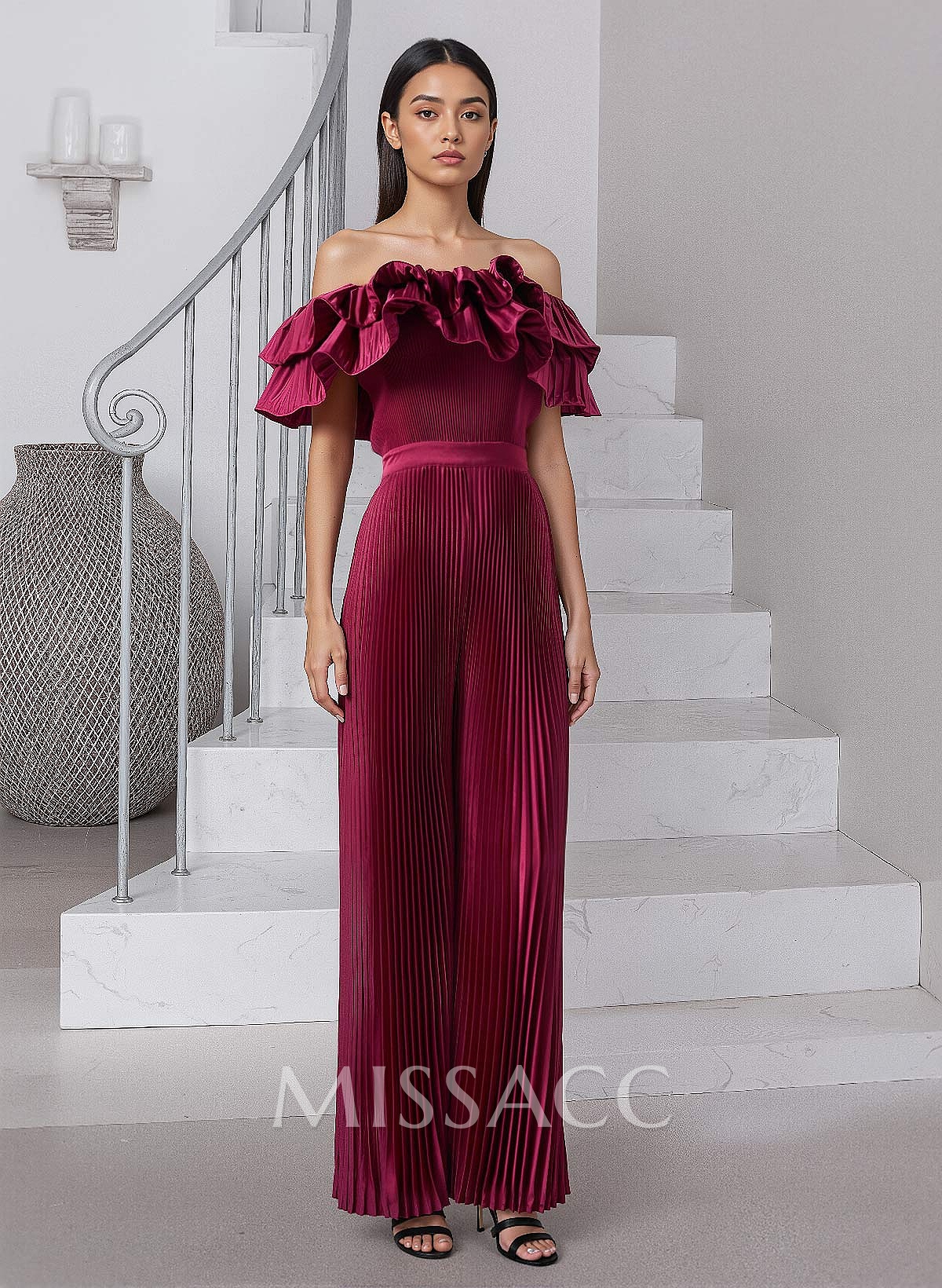 Elegant Ruffle Off-The-Shoulder Pleated Silk Like Satin Mother Of The Bride Dresses