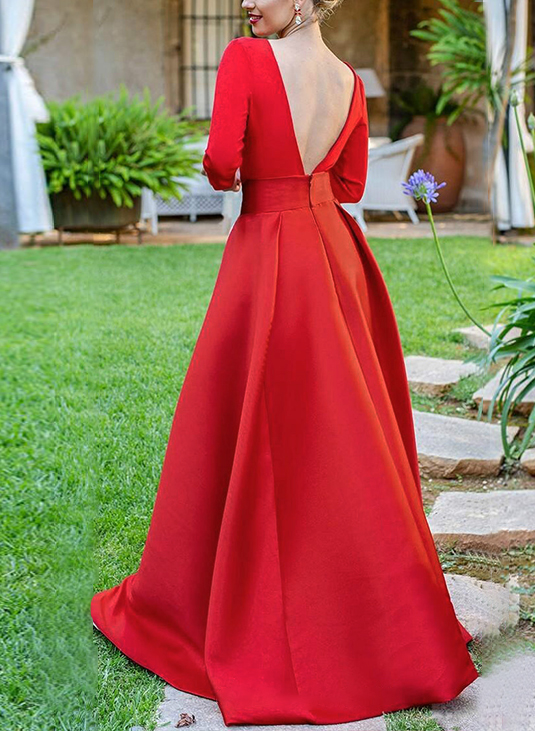 Unique V-Neck Overskirt Ankle-Length Elastic Satin Mother Of The Bride Dresses