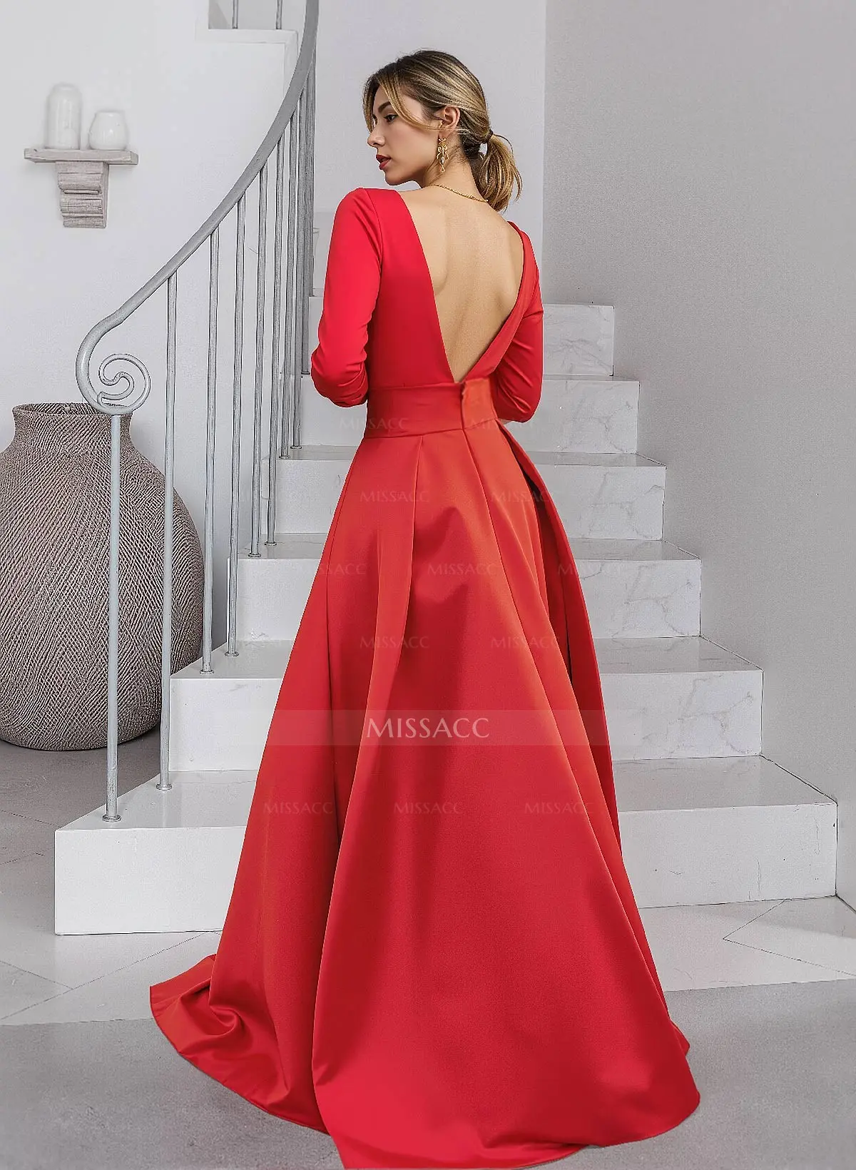 bridesmaid dress with overskirt Ava Presley 39556 - Long Velvet Sheath Dress main image 0