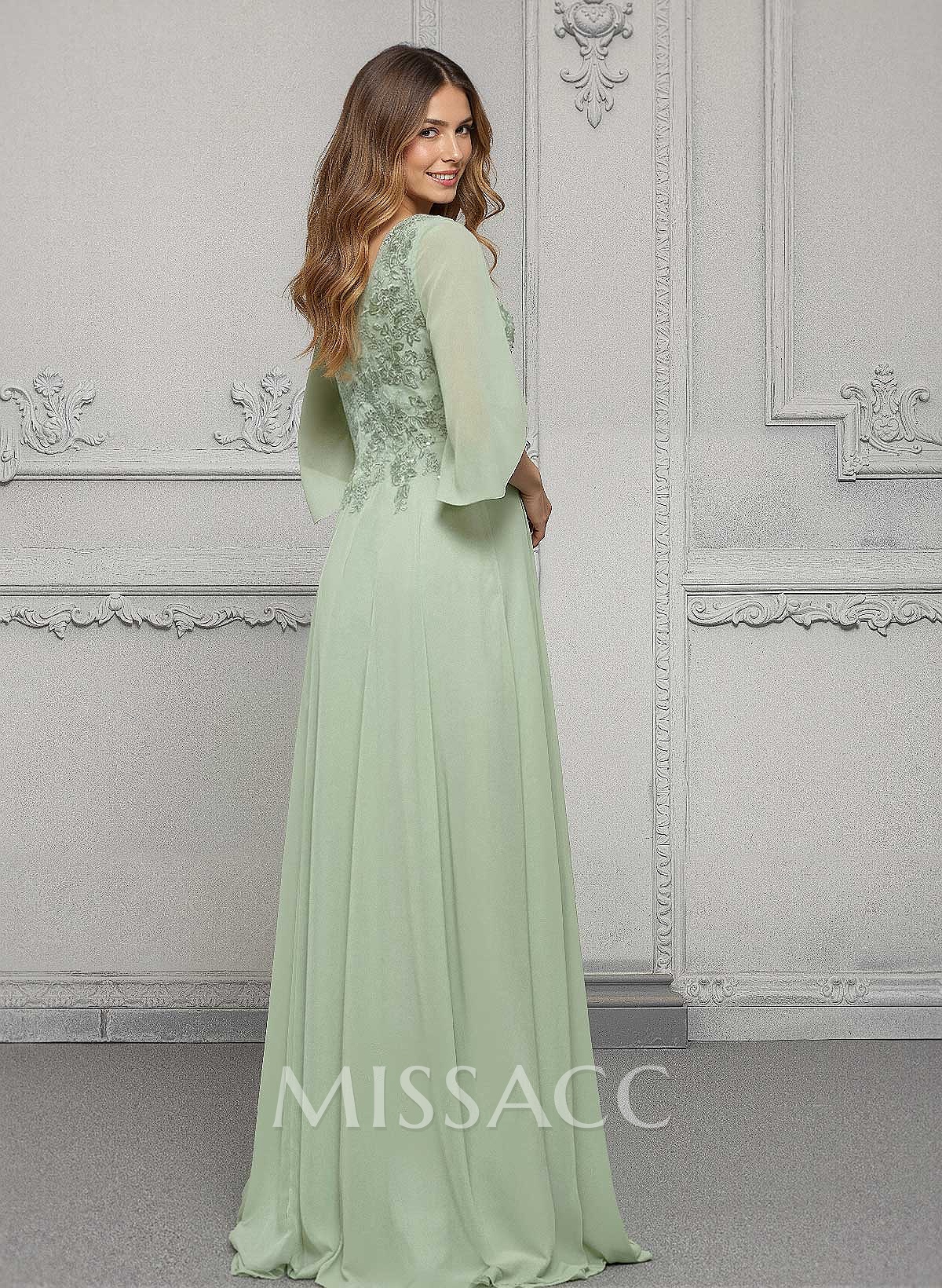Elegant A-Line V-Neck Chiffon Mother Of The Bride Dresses With Lace Elegant A-Line V-Neck Chiffon Mother Of The Bride Dresses With Lace