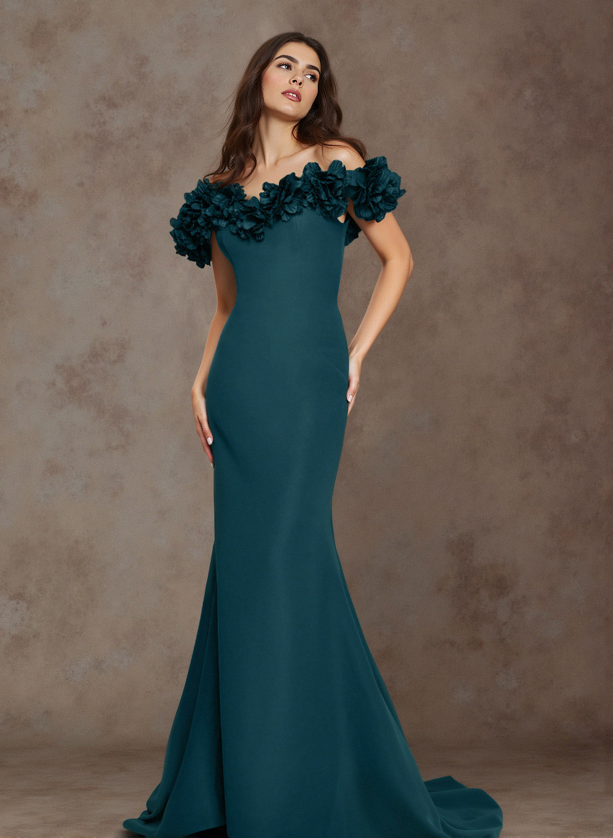 Flattering Flower(s) Off-The-Shoulder Acetate Satin Mother Of The Bride Dresses