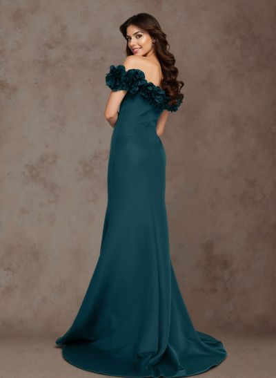 Flattering Flower(s) Off-The-Shoulder Acetate Satin Mother Of The Bride Dresses