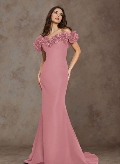 Flattering Flower(s) Off-The-Shoulder Acetate Satin Mother Of The Bride Dresses