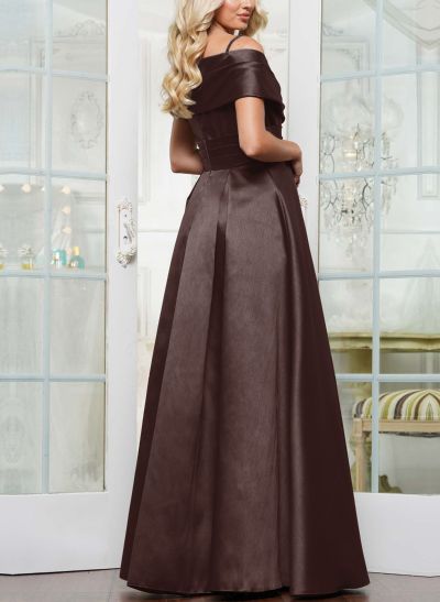 Elegant A-Line Sequins Cold Shoulder Satin Mother Of The Bride Dresses