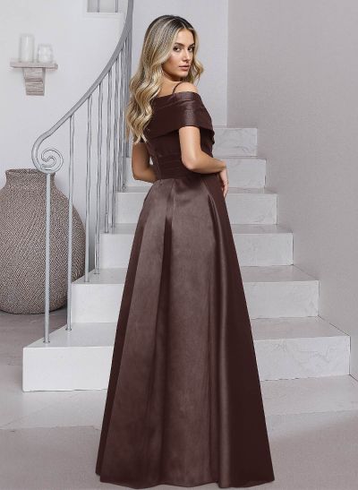 Elegant A-Line Sequins Cold Shoulder Satin Mother Of The Bride Dresses