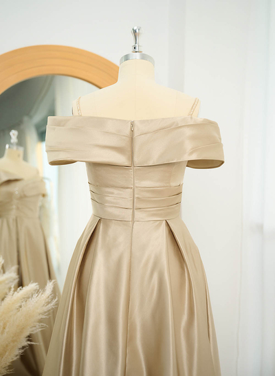Elegant A-Line Sequins Cold Shoulder Satin Mother Of The Bride Dresses