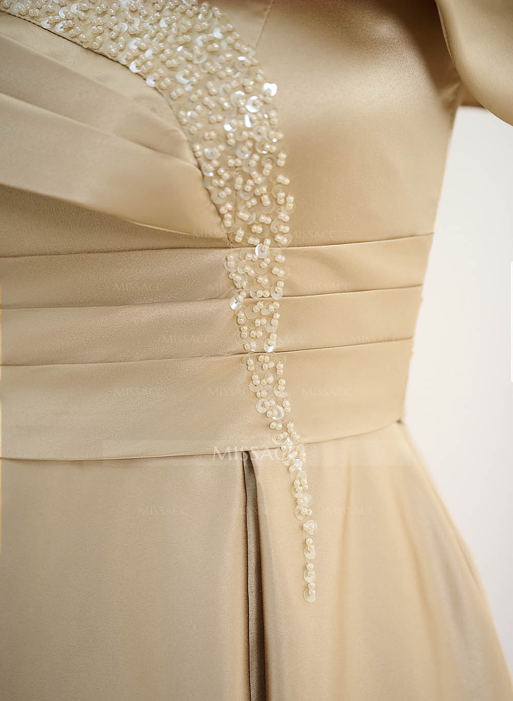 Elegant A-Line Sequins Cold Shoulder Satin Mother Of The Bride Dresses