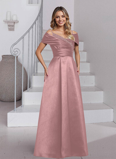 Elegant A-Line Sequins Cold Shoulder Satin Mother Of The Bride Dresses