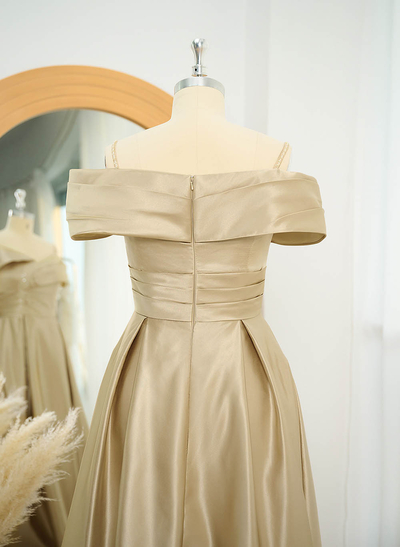 Elegant A-Line Sequins Cold Shoulder Satin Mother Of The Bride Dresses