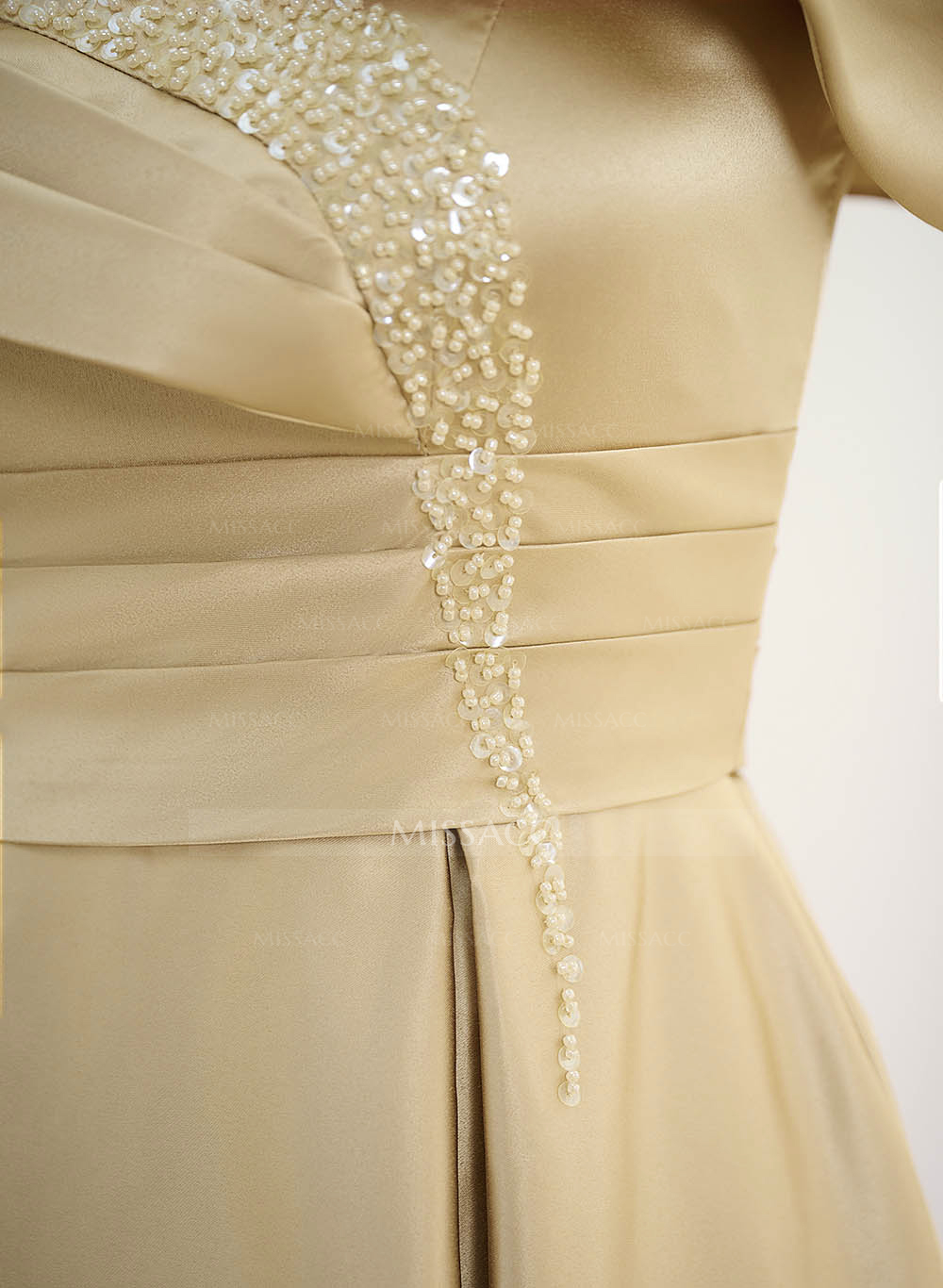 Elegant A-Line Sequins Cold Shoulder Satin Mother Of The Bride Dresses