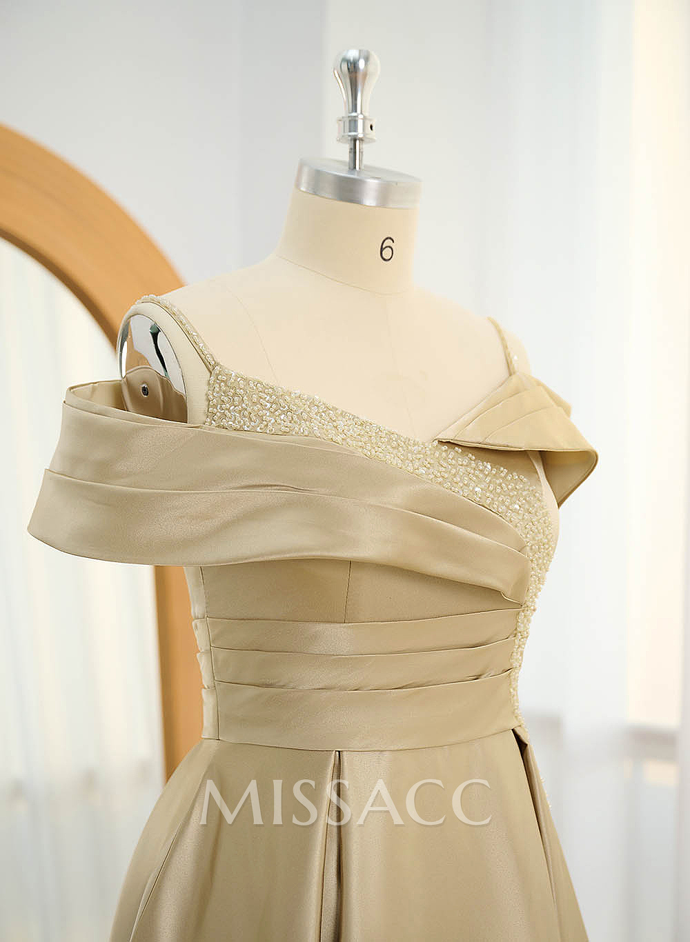 Elegant A-Line Sequins Cold Shoulder Satin Mother Of The Bride Dresses