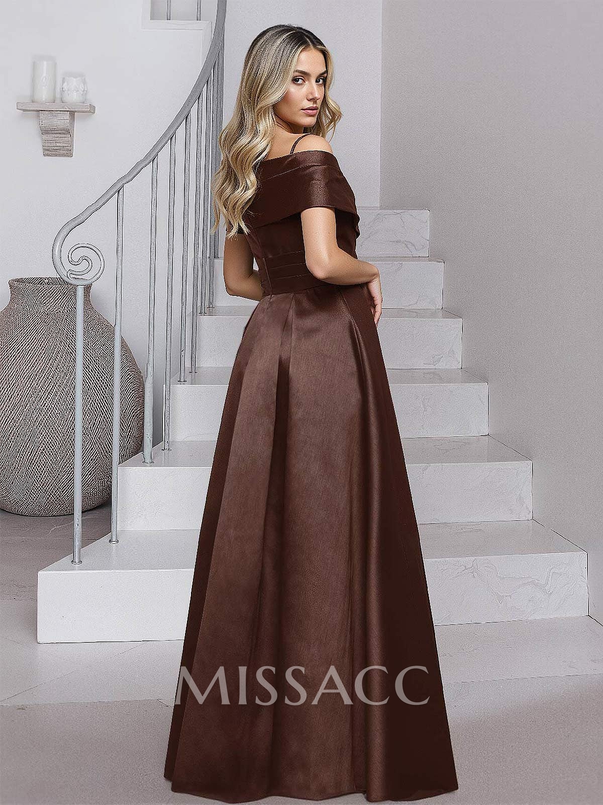 Elegant A-Line Sequins Cold Shoulder Satin Mother Of The Bride Dresses