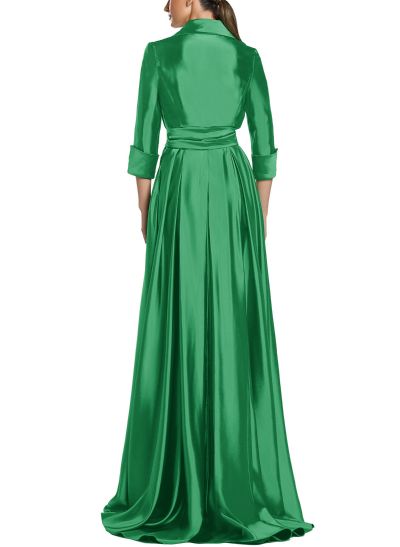 Unique A-Line V-Neck Sweep Train Silk Like Satin Mother Of The Bride Dresses