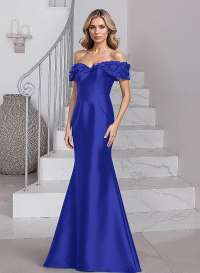 Unique Flower(s) Off-The-Shoulder Satin Mother Of The Bride Dresses