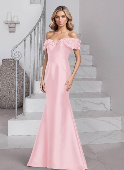 Unique Flower(s) Off-The-Shoulder Satin Mother Of The Bride Dresses
