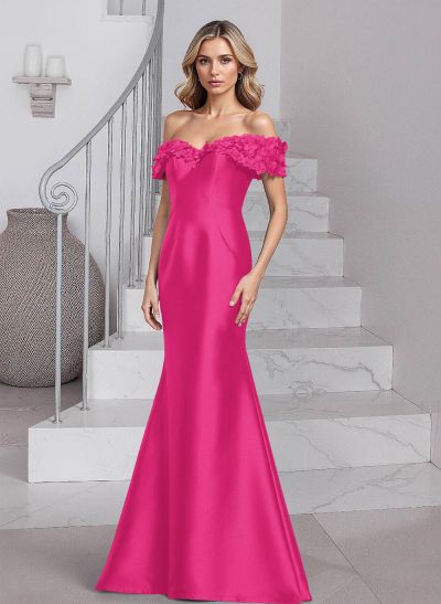 Unique Flower(s) Off-The-Shoulder Satin Mother Of The Bride Dresses