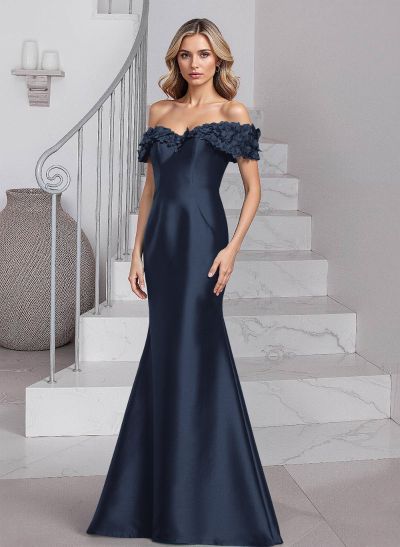 Unique Flower(s) Off-The-Shoulder Satin Mother Of The Bride Dresses
